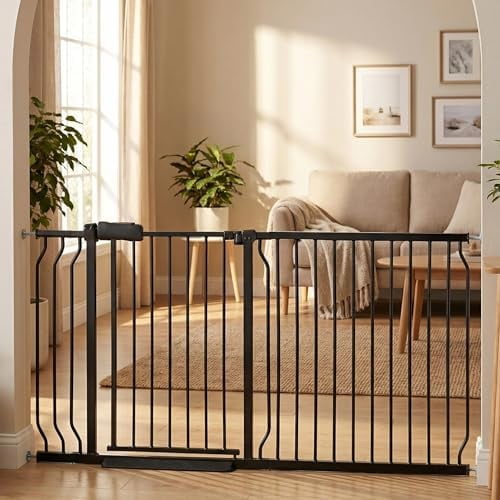 Extra Wide 62-67 Inch Baby Gates for Stairs, Doorways - No Drilling, Pressure Mounted Pet Gates for Kids & Dogs