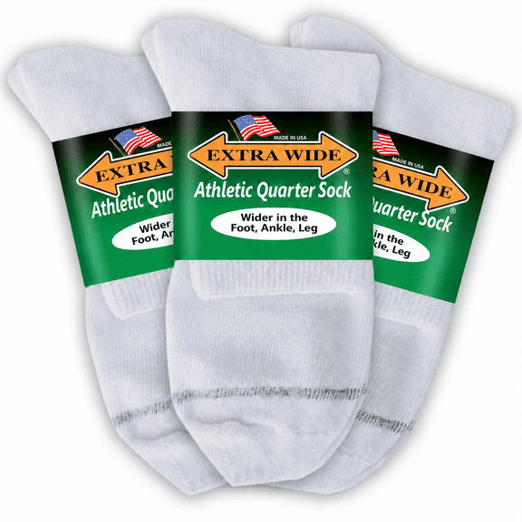 Extra Wide Non-Binding Cotton Athletic Crew Socks, Navy, Unisex ...