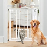Extra Wide Dog Gate,29.5"-40.6" with Pet Door, Metal Dog Gate for Stairs & Doorways,Pressure Mount Gate for Ages 6 to 36 Months