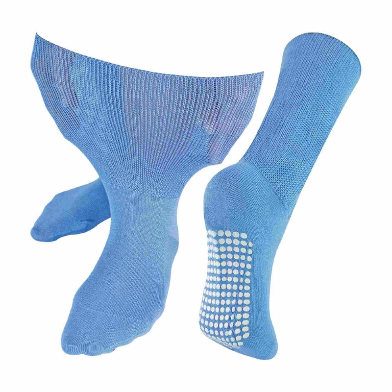 Dr.Socks Extra Wide Oedema Slipper Socks - Unisex Bamboo Non-Slip Crew Socks