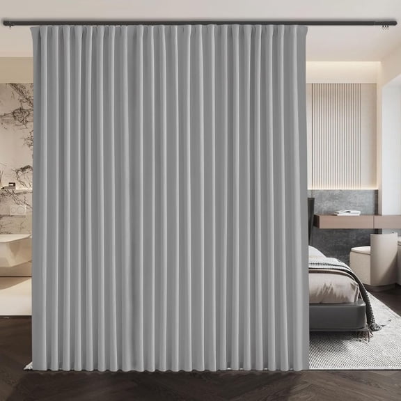 Extra Wide Blackout Soundproof Room Divider Curtain Panel, for Ceiling Track or Rod, Floor to Ceiling Privacy Separator