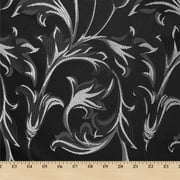 Extra Wide Bloom Upholstery Jacquard 100% Polyester 118" Fabric By The Yard - Black / Silver