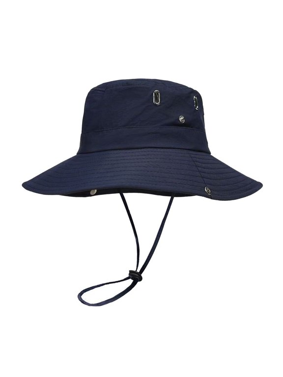 Extra Wide Brim Sun Hat for Men Women, Bucket Cap with Breathable Vents, Adjustable Wind Cord Snap Flip Brim for Fishing Hiking Travel