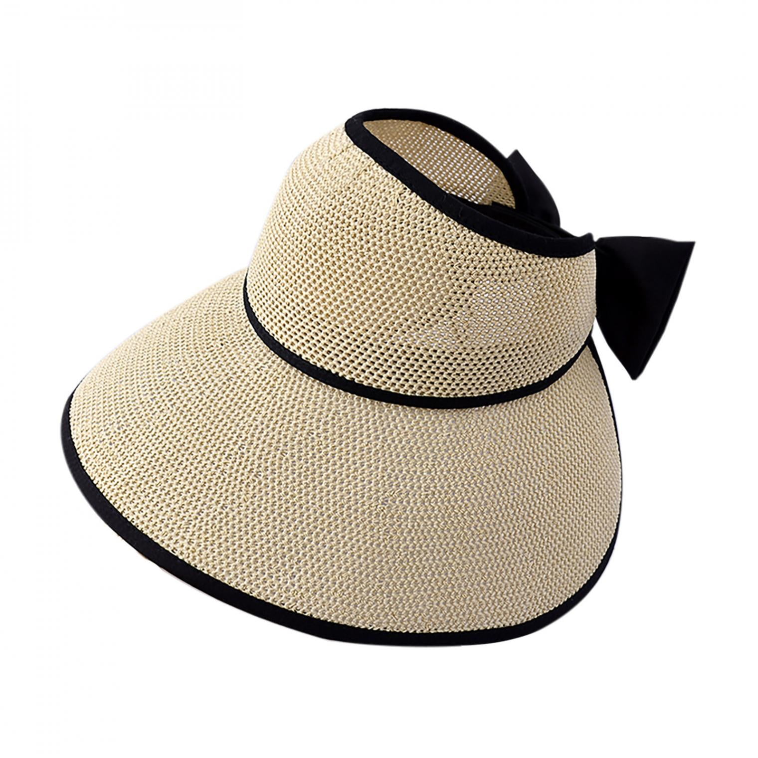Extra Wide Brim Sun Visor Packable Open Top Bucket Hats Women UV Protection  Beach Strap Hat 