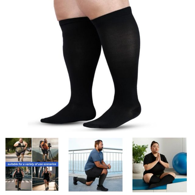 Extra Wide Calf Compression Socks For Women & Men, Knee High Stockings To Prevent Swelling, Pain