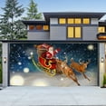 thumbnail image 1 of Extra Wide Christmas Scene Garage Door Cover - Tapestry Background Cloth for Outdoor Holiday Party and Photo Display,F, 1 of 6