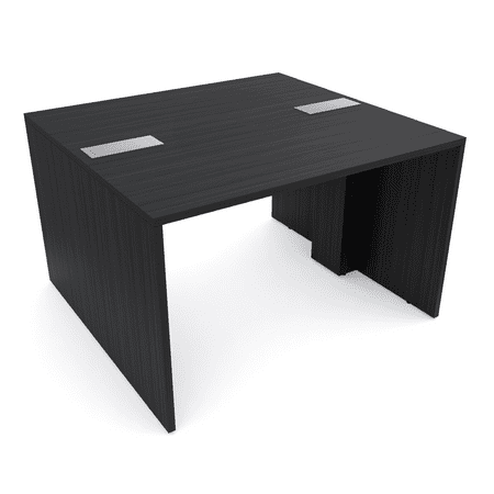 Extra Wide Collaboration Table | 2 Person Group Desk | 4x4 Laminate Table With Double Power And Data Units| Asian Night White Cypress And Silver