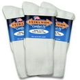 thumbnail image 1 of Extra Wide Comfort Fit Athletic Crew (Mid-Calf) White Socks (3 Pairs) for Men and Women, Made in USA., 1 of 8