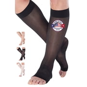 Extra Wide Open Toe Compression Socks for Women Circulation 15-20mmHg Black 5XL