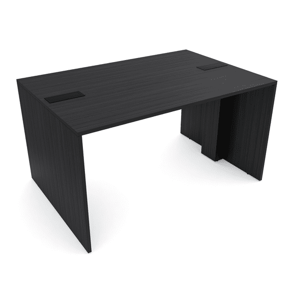 Counter Height Collaboration Table | 4 Person Face-to-Face Desk | 48 x 66 Inch Commercial Office Desk with Double Power & Data Modules - Asian Night/Black