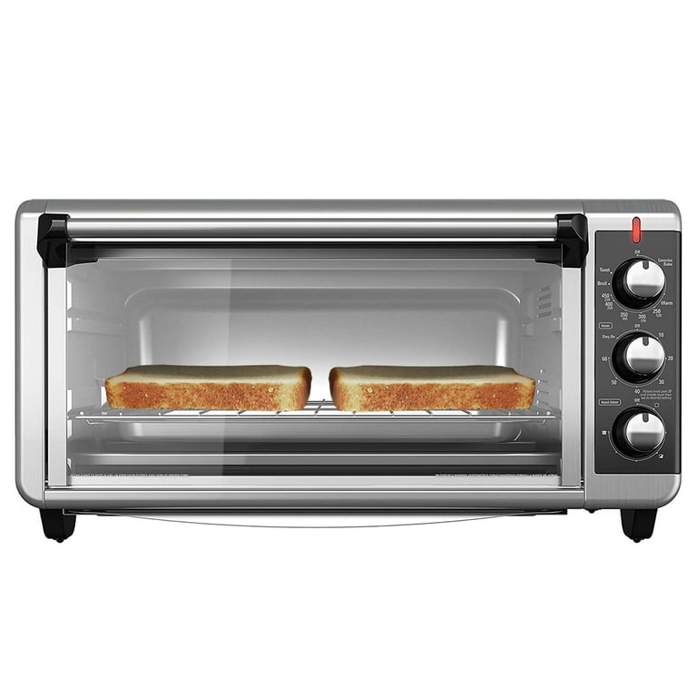 Extra Wide Countertop Toaster Oven - Convection Oven for 8-Slice Bake Bread with Bake Pan Broil Rack & Toasting Rack (Black), Silver