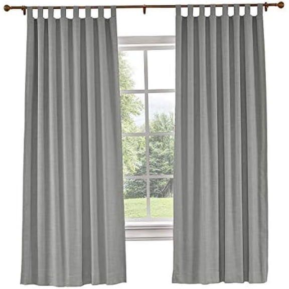 Extra Wide Curtain 100" W x 84" L Polyster Linen Drapes with Blackout Lining Tab Top Curtain Solid Luxury Drapable Living Room Rock Grey (1 Panel) Tallis Collection$$Home Decor, Kitchen, & Other