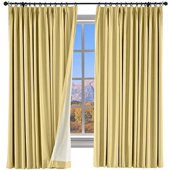 Extra Wide Curtain 84 Inch Length Blackout Drape Pinch Pleated Khaki Drape with Foam Coated Liner Full Shading Panel for Shift Worker Day Light Sleeper Bedroom (1 Panel)$$Home Decor, Kitchen, & Other
