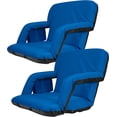 thumbnail image 1 of Extra Wide Deluxe Reclining Stadium Seat, Bleacher Chair with Back Support, Folding Sport Chair Reclines Perfect for Bleachers Lawns and Backyards, Expanded Width (2 Pack, Blue), 1 of 5