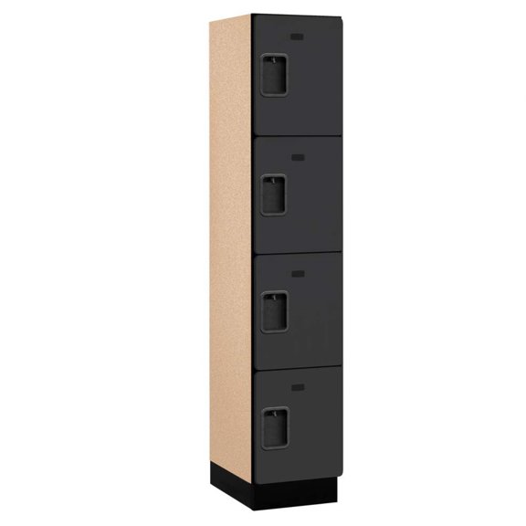 Extra Wide Designer Wood Locker - Four Tier - 1 Wide - 6 Feet High - 18 Inches Deep - Black