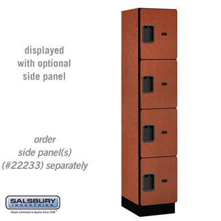 Extra Wide Designer Wood Locker - Four Tier - 1 Wide - 6 Feet High - 18 Inches Deep - Cherry