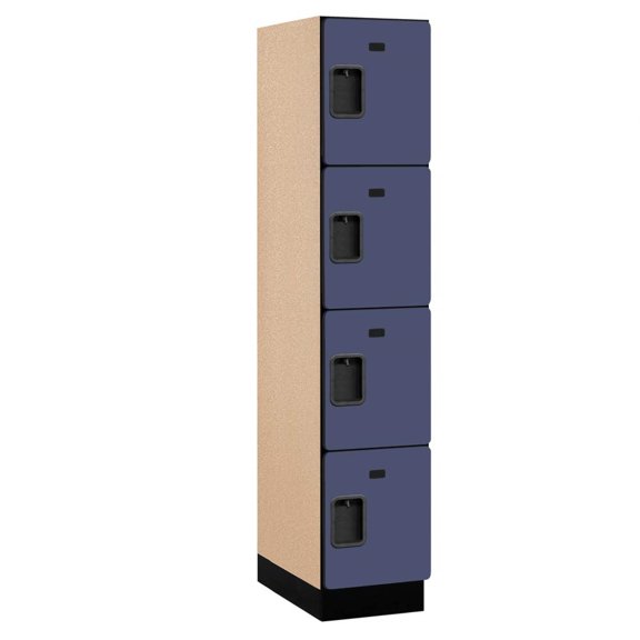 Extra Wide Designer Wood Locker - Four Tier - 1 Wide - 6 Feet High - 21 Inches Deep - Blue