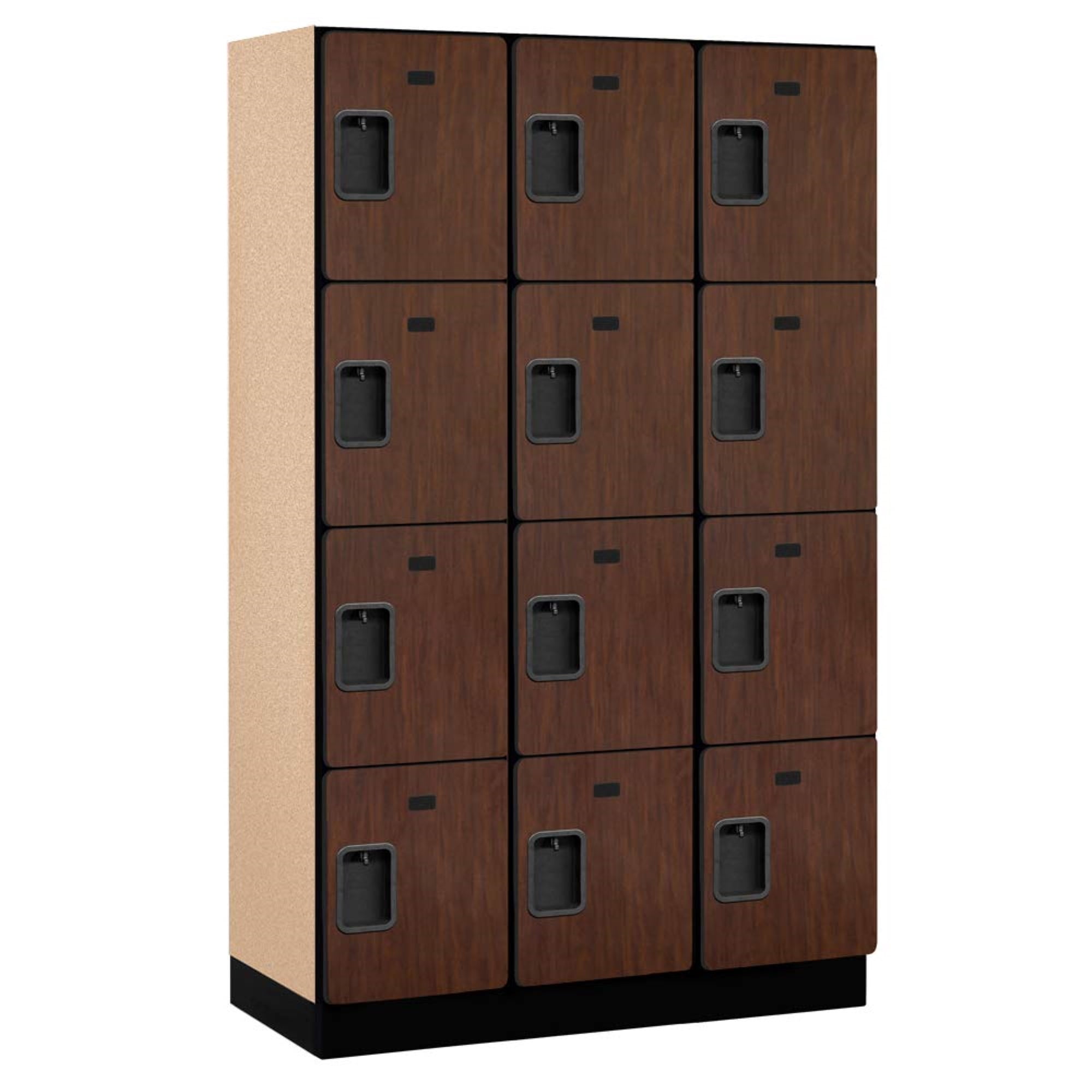 Extra Wide Designer Wood Locker Four Tier 3 Wide 6 Feet High 18