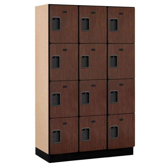 Extra Wide Designer Wood Locker - Four Tier - 3 Wide - 6 Feet High - 18 Inches Deep - Mahogany
