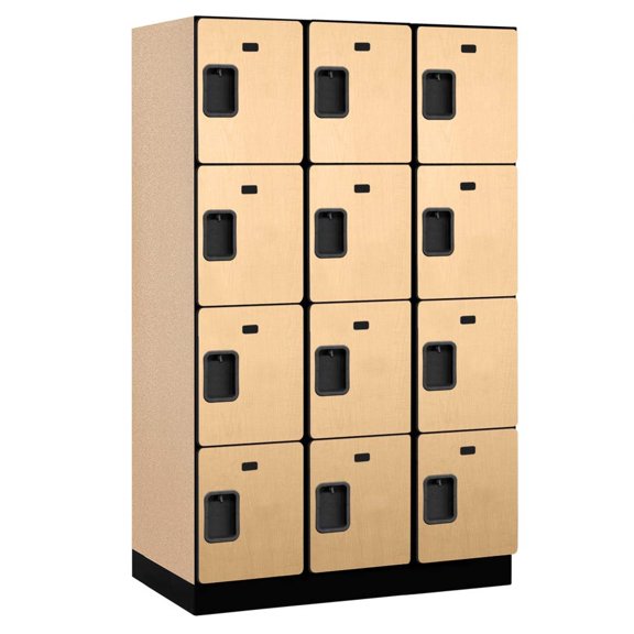 Extra Wide Designer Wood Locker - Four Tier - 3 Wide - 6 Feet High - 21 Inches Deep - Maple