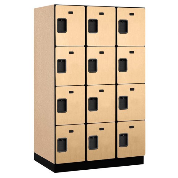 Extra Wide Designer Wood Locker - Four Tier - 3 Wide - 6 Feet High - 24 Inches Deep - Maple