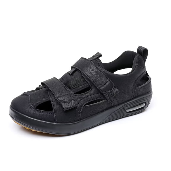 Extra Wide Diabetic Sandals for Men - Adjustable Velcro Walking Sandals with Air Cushion, Non-Slip Rubber Sole, Memory Foam Insole, Breathable Orthopedic Shoes for Swollen Feet, Plantar Fasciitis