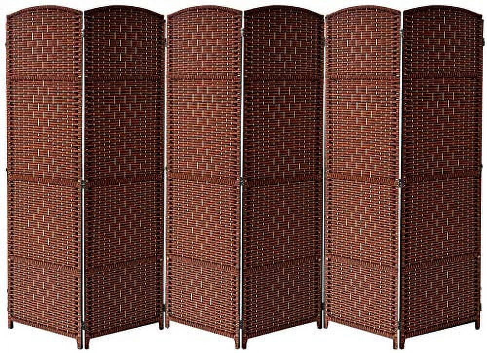 Extra Wide - Diamond Weave Fiber Room Divider, 6 Panel (Brown)