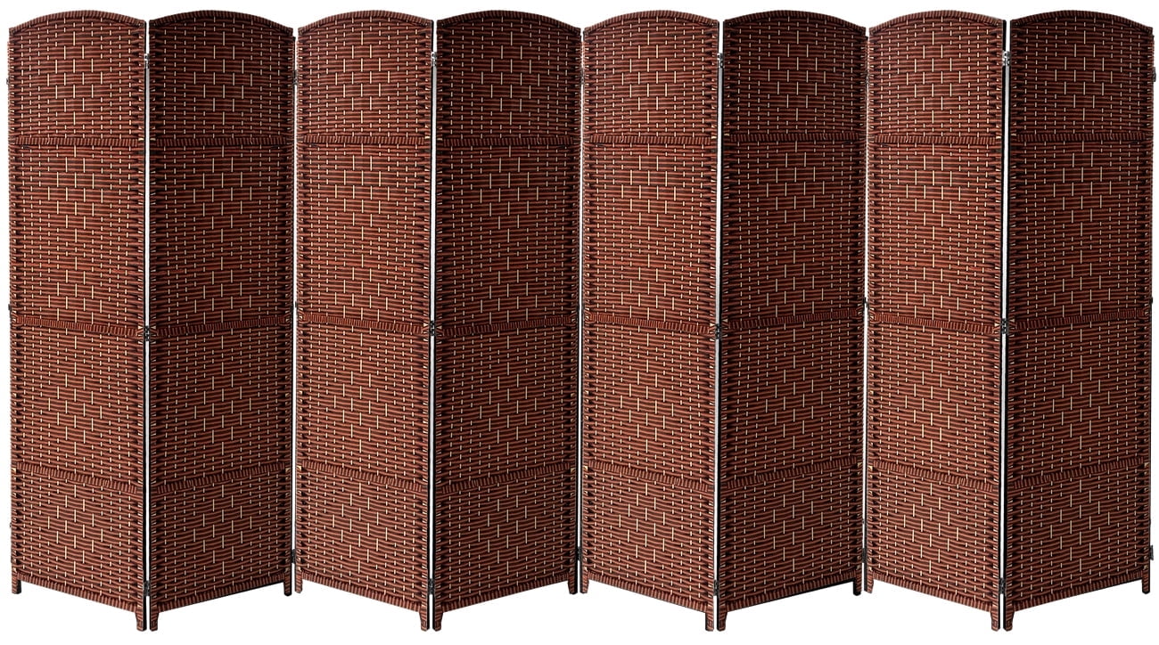 Extra Wide - Diamond Weave Fiber Room Divider, 8 Panel (Brown)