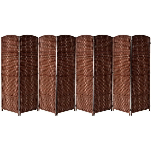 Extra Wide - Diamond Weave Fiber Room Divider, 8 Panel (Brown)