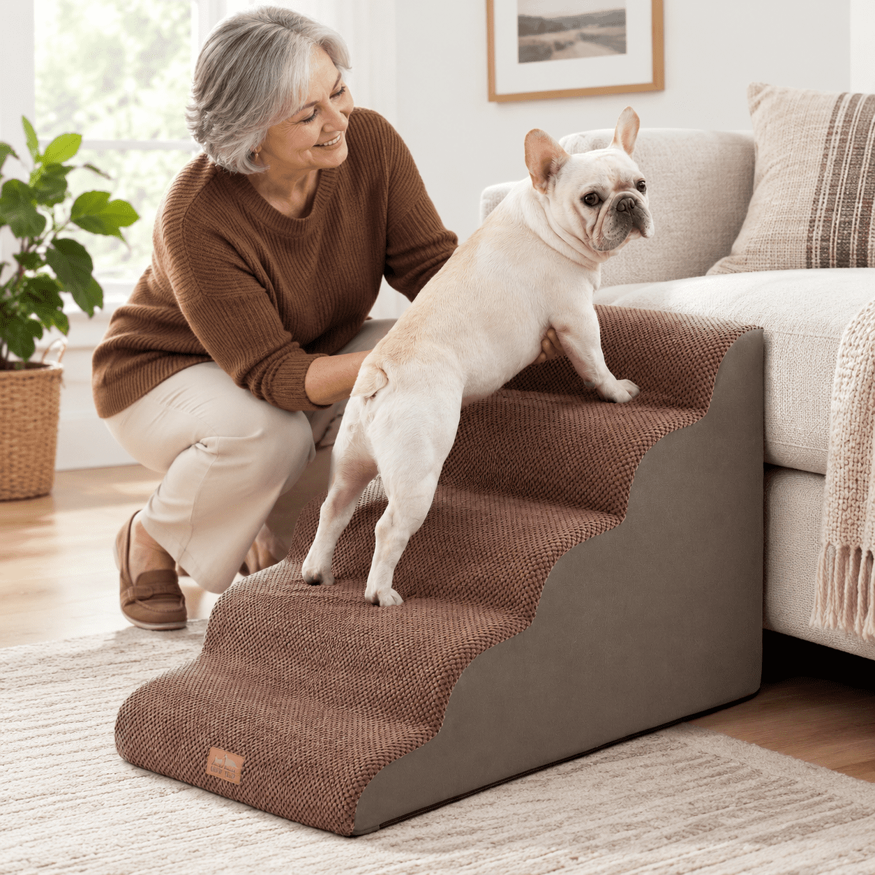 Extra Wide Dog Stair For Small 5 Step Pet Ramp Bed - Walmart.com