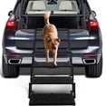thumbnail image 1 of Extra Wide Dog Stairs for Car - Foldable Dog Ramps for Large Dogs with Non Slip Surface, Portable Dog Steps for Cars and SUV, Truck, Support Up to 250 Lbs, Black, 6 Steps, 1 of 7