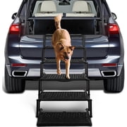 Extra Wide Dog Stairs for Car - Foldable Dog Ramps for Large Dogs with Non Slip Surface, Portable Dog Steps for Cars and SUV, Truck, Support Up to 250 Lbs