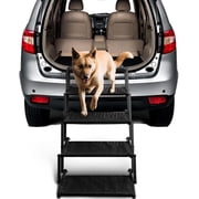 Extra Wide Dog Stairs for Car - Foldable Dog Ramps for Large Dogs with Non Slip Surface, Portable Dog Steps for Cars and SUV, Truck, Support Up to 250 Lbs