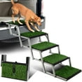 thumbnail image 1 of Extra Wide Dog Stairs for Car, Portable Folding Dog Steps for Large Dogs with Non-Slip Grass Rug for Cars, SUV, Trucks, Lightweight Pet Ramps Supports Up to 200 lb, 5 Steps, 1 of 7