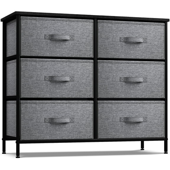 Extra Wide Dresser Organizer With 6 Drawers - Black