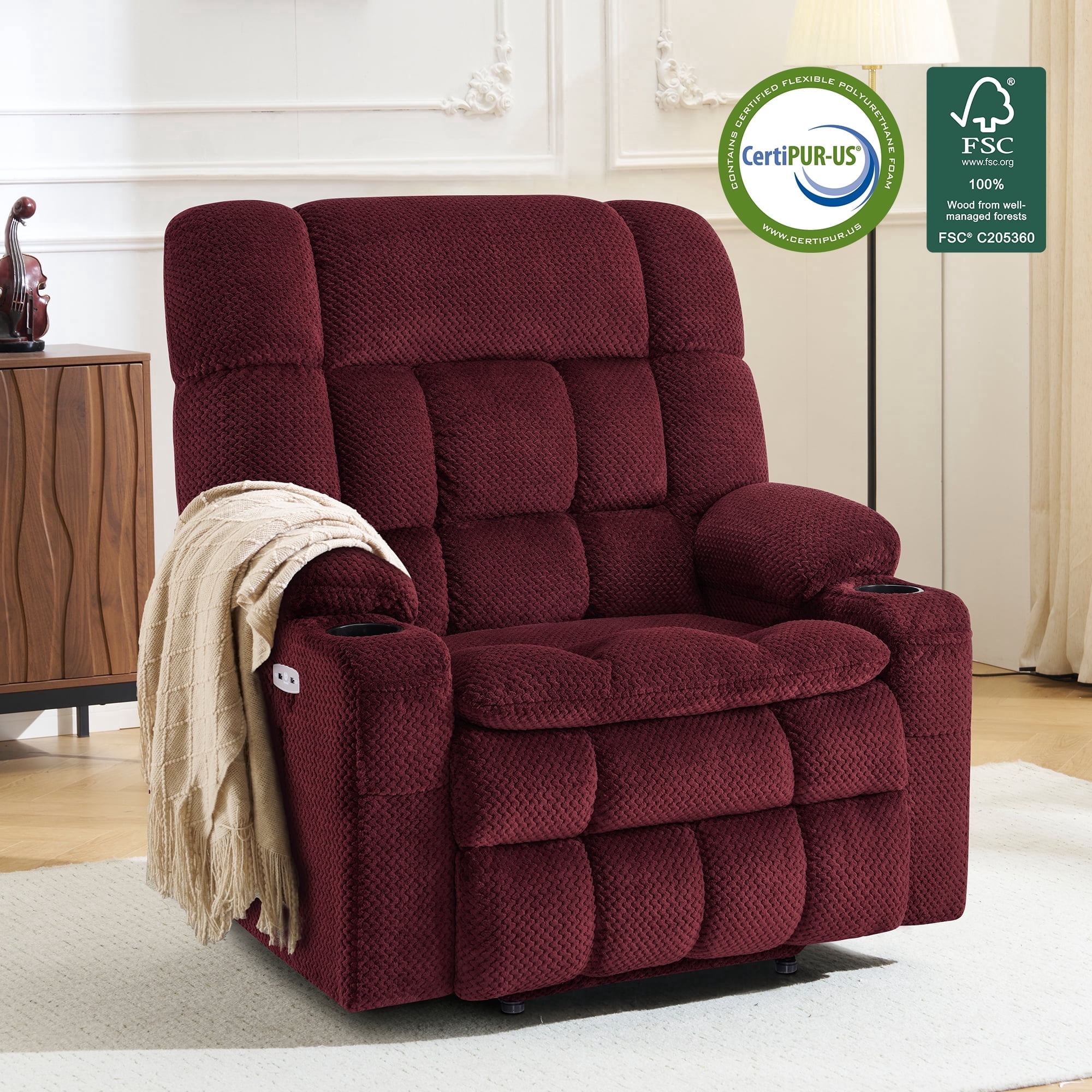 MCombo Extra Wide Dual Motor Power Recliner Lift Chair Infinite Position with Vibration and Heat for Elderly