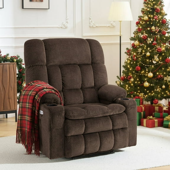 Oversized 27.2" Seat Width Dual Motor Power Recliner Lift Chair with Vibration and Heat for Height 5'3"-5'9", Infinite Position