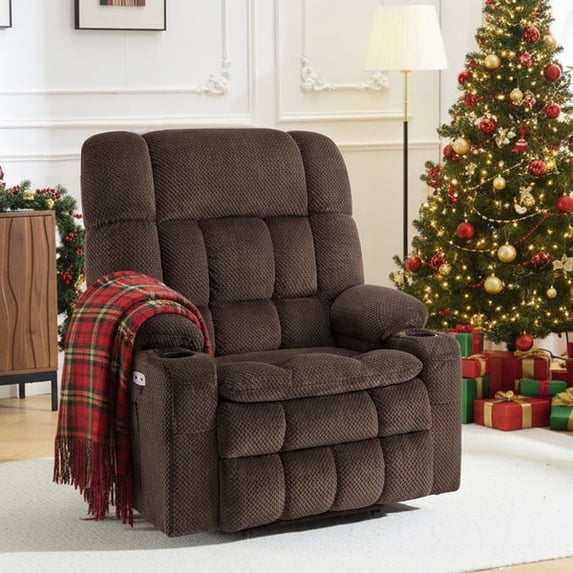 MCombo Oversized 27.2" Seat Width Dual Motor Power Recliner Lift Chair with Vibration and Heat for Height 5'3"-5'9", Infinite Position