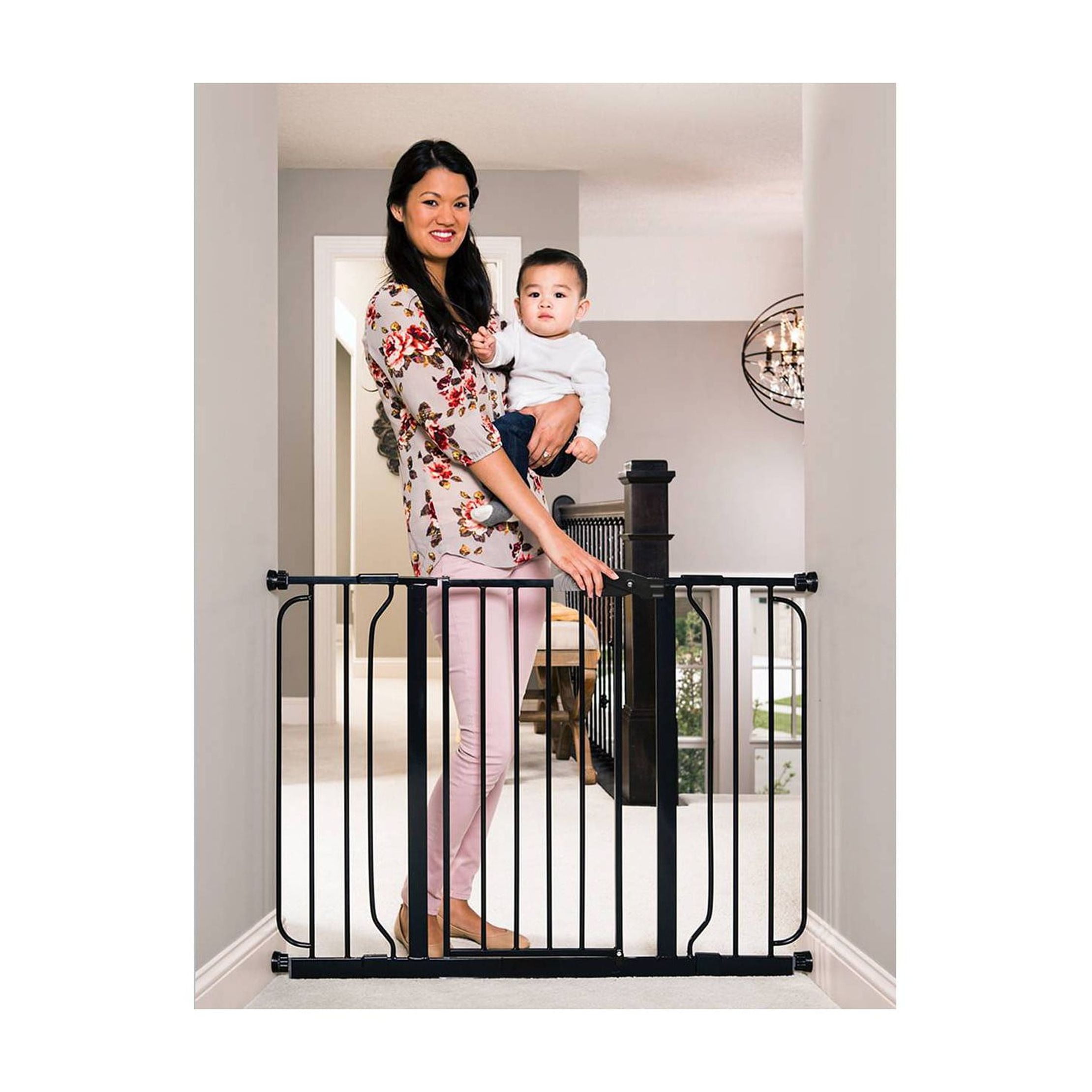 Extra Wide Easy Step Metal Walk Through Baby Gate - Black - Walmart.com