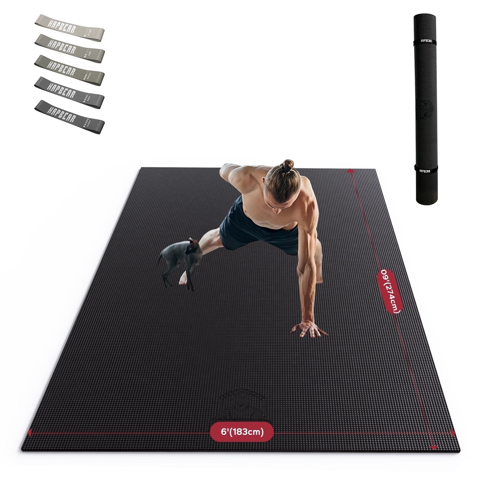 Extra Wide Exercise Mat – 6'x4' to 9'x6' – Thick, Non-Slip Fitness