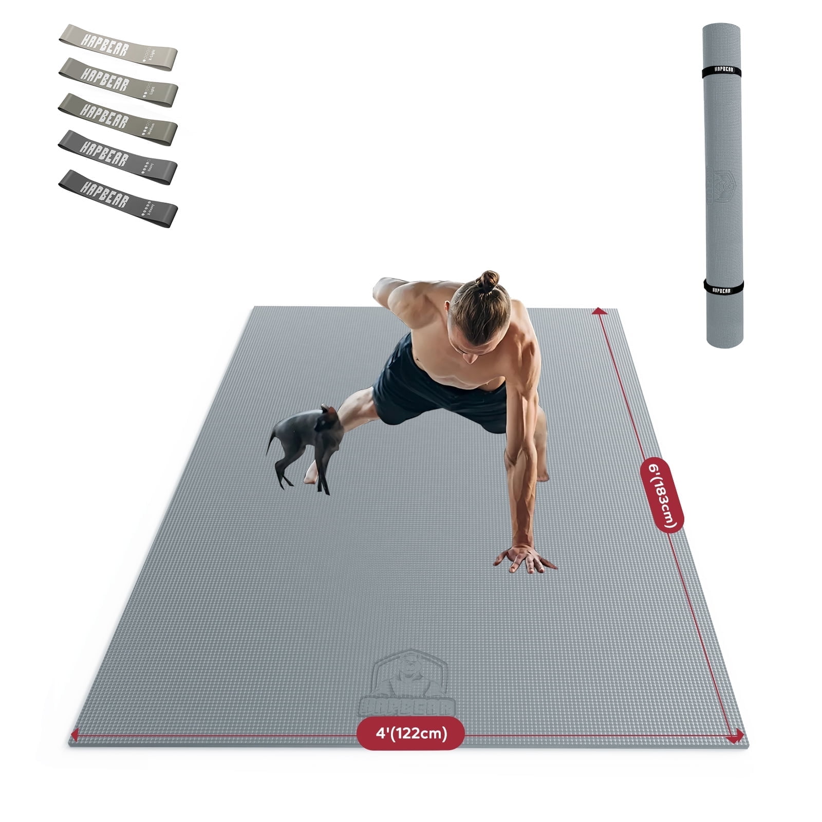 Extra Wide Exercise Mat – 6'x4' to 9'x6' – Thick, Non-Slip Fitness Mat – Choose from Black, Gray, or Blue