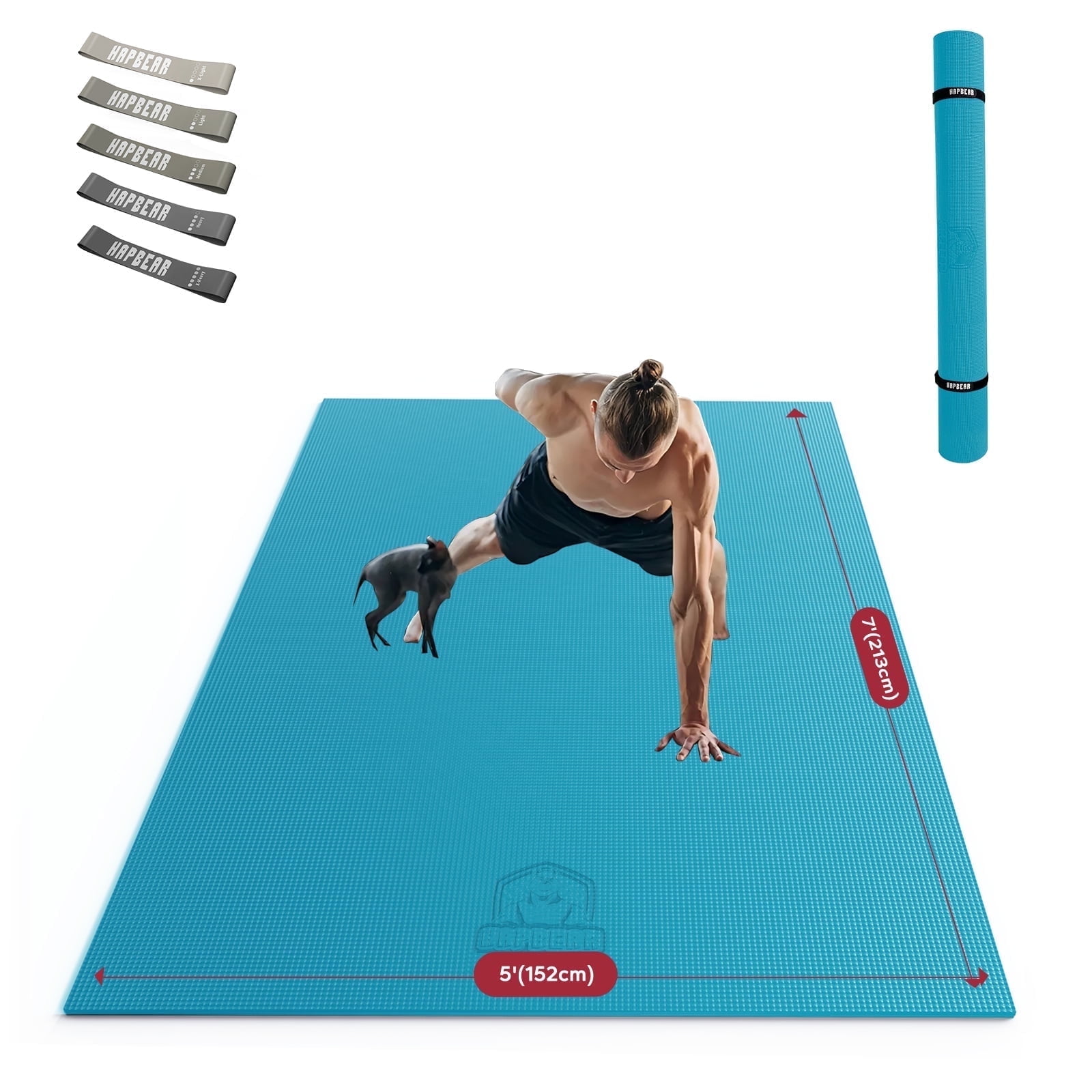 Extra Wide Exercise Mat – 6'x4' to 9'x6' – Thick, Non-Slip Fitness Mat – Choose from Black, Gray, or Blue