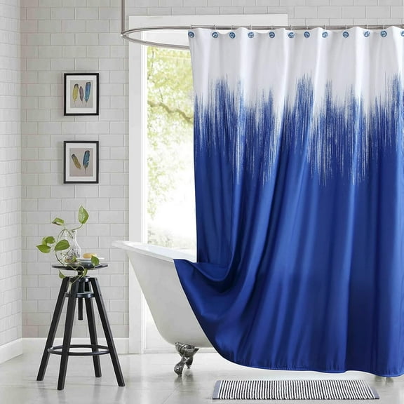 Extra Wide Fabric Shower Curtain, Blue Ombre Waterproof Around Shower Curtains for Bathroom, Microfiber Cloth Wide Bath Curtains, 108" W x 84" H