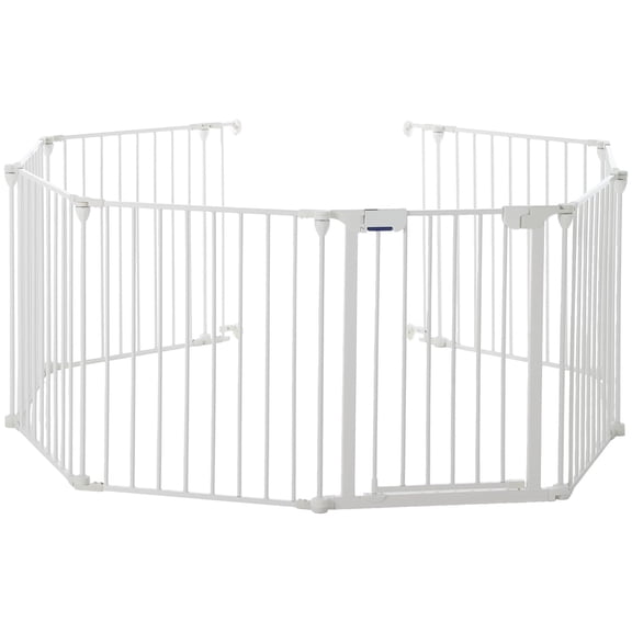 Extra Wide Foldable Metal Dog Gate with Door, Freestanding & Wall Mounted Pet Fence