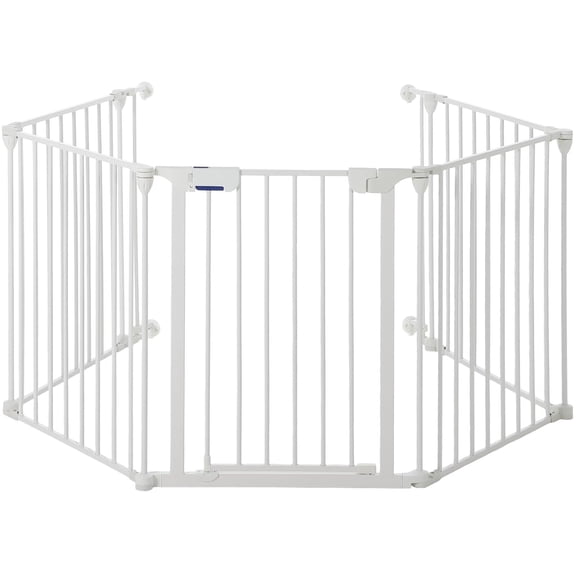 Extra Wide Foldable Metal Dog Gate with Door, Freestanding & Wall Mounted Pet Fence