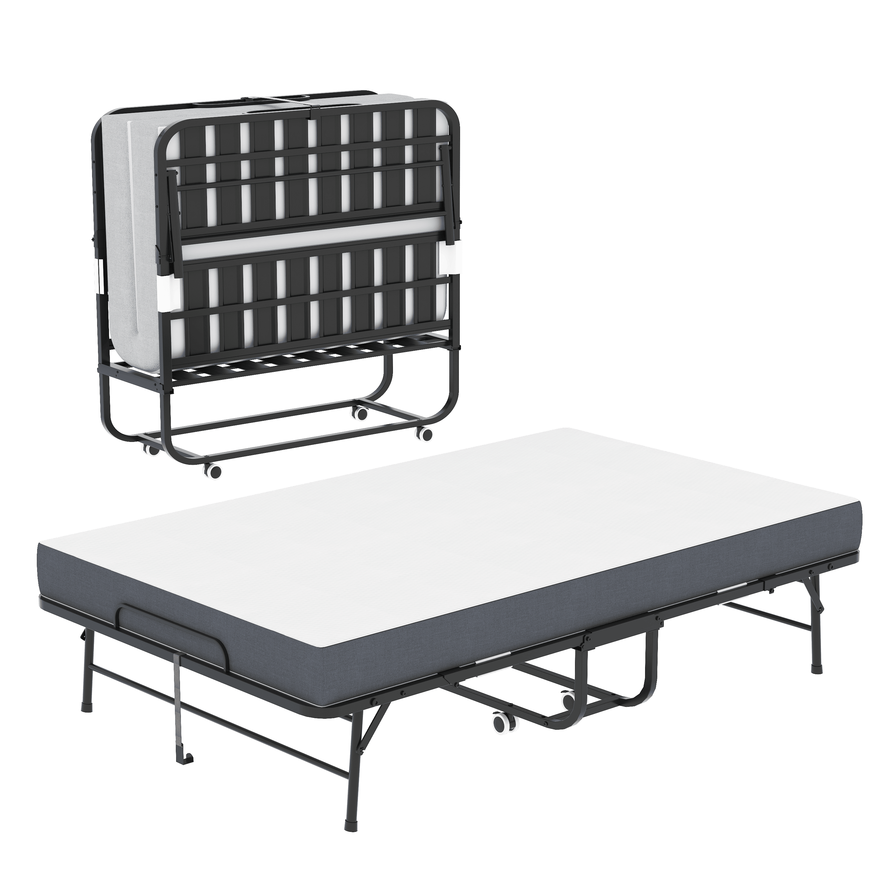 Extra Wide Folding Bed with 5 in Memory Foam Mattress