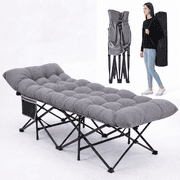Extra Wide Folding Camping Cot for Adults, Heavy Duty Portable Sleeping Bed with Mattress & Carry Bag,Multi-Position Chaise Lounge Chair for Outdoor Travel, Camping, Office Nap 78.7" x 31.5"