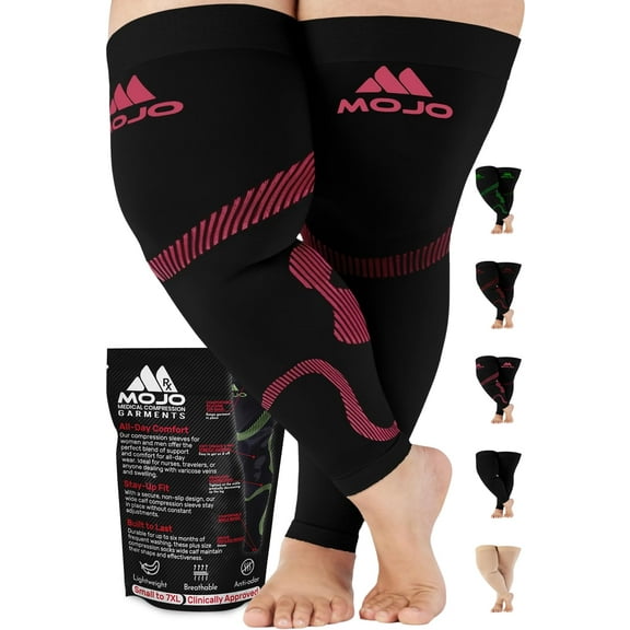 Extra Wide Footless Unisex Compression Stockings 20-30mmHg - Hot Pink, 7X-Large