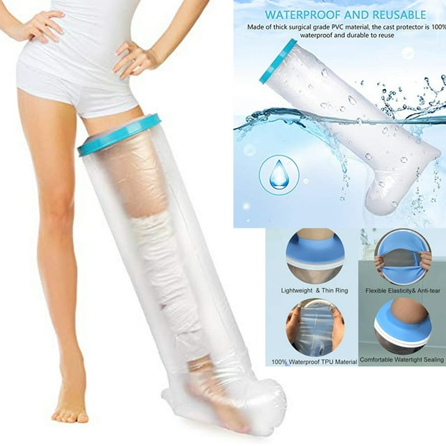 Extra Wide Full Leg Cast Cover for Shower after Knee Surgeries with Non