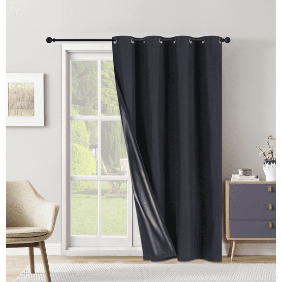 Extra Wide Grommet Blackout Curtain Panel with Black Backing & Grommets 54" x 63"